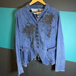 Studio Rundholz Stylish Blue Denim Women's Jacket size Small Asymmetric